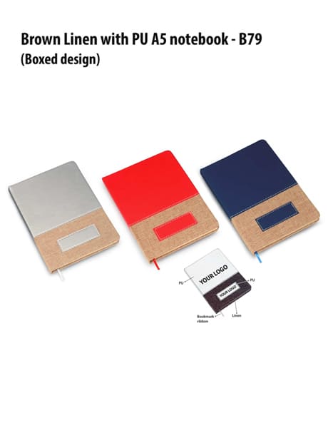 PowerPlus Brown Linen with PU A5 Notebook -B79