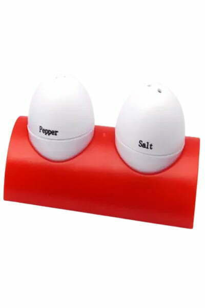 PowerPlus E91 Egg shaped salt & pepper shaker set with stand